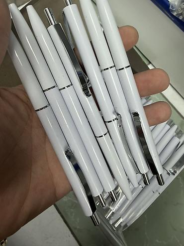 aplle pencil: Ручки шариковые, белые, с хромированными элементами под нанесение — 3