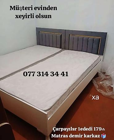 dəmir setka: İki nəfərlik çarpayı və matras dəsti - Model: ikili baza + başlıq - — 1
