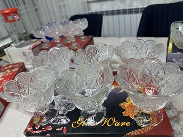 стеклянные банки для массажа купить в аптеке: Набор стеклянных креманок с волнистым краем и рельефным узором