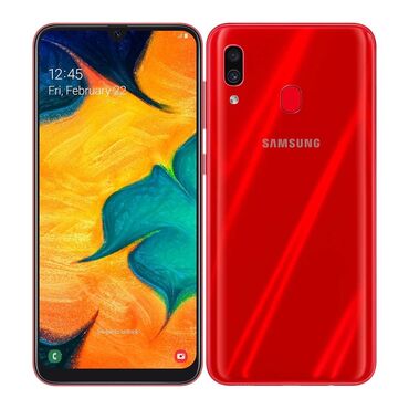 Samsung: Samsung A30, 64 GB, rəng - Qırmızı, Sensor, Barmaq izi, Face ID