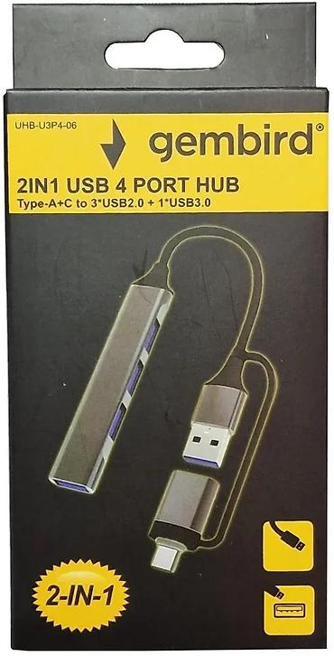 Druga oprema za računare i laptopove: Gembird 2‑u‑1 USB čvorište (UHB-U3P4-06) - 4 porta: 1x USB 3.0 + 3x — 1