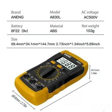 zvucnik i mikrofon: A830L LCD Digitalni Multimetar DC/AC ⚡📊 Karakteristike: Upotreba