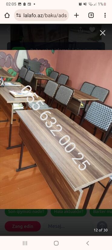 Ofis dəst mebeli: Məktəbli partalari Şagird oturacaqları və masalar Şagird stol stul — 14