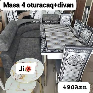 a class mebel: Mətbəx/qonaq otağı dəsti: masa, 4 ədəd oturacaq və künc divanı - — 1