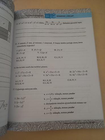 Testlər: TƏZƏ 8 ci sinif riyaziyyat Dim toplusu. İstifadə olunmayıb. İçi — 4