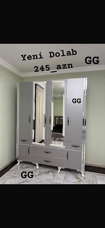islenmis paltar skaflari: Yeni bedroom dolabları - Model: 4 qapılı, ortada 2 ədəd güzgülü qapı — 2