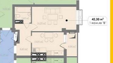 квартиры ак бата: 1 комната, 42 м², Элитка, 9 этаж