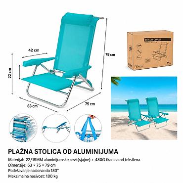 KMT Aluminijumska stolica sa jastukom tirkiz 295748 Opis: Praktična i
