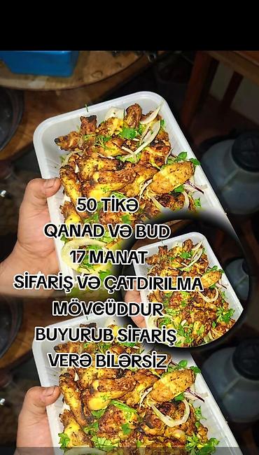 qapi ustu asmalar: 17 manata kabab seti 50 tike qanad ve bud cemi 17 manat buyurun — 1