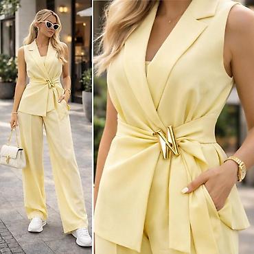 Kompleti: 🔥Elegantni ženski komplet – prsluk bez rukava i široke pantalone ✅3500 — 6