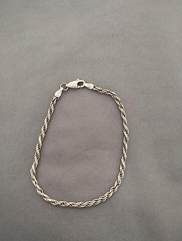 Серебряный браслет, плетение «верёвка» (rope chain). - Металл: белый