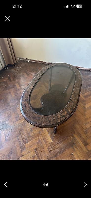 Oval masa, Açılmayan, Təkərsiz, Şüşə, Zəmanətsiz, Ünvandan götürmə