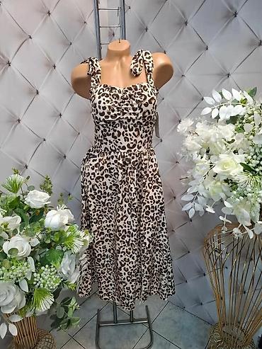 prsten dukat: Haljina sa animal printom (leopard), midi dužina. - Kroj: struk — 1