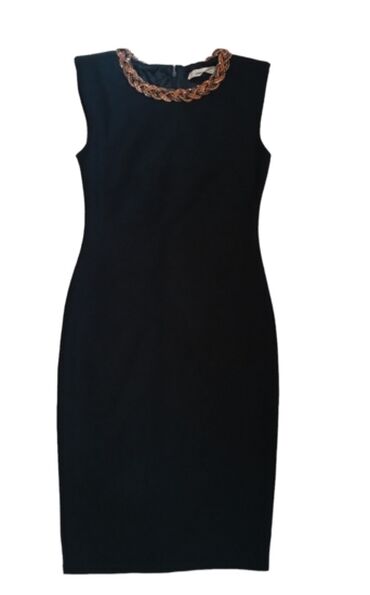 kožna haljina zara: S (EU 36), color - Black, Evening, Short sleeves