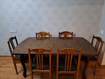 qabag stol: Qonaq otağı üçün, Dördbucaq masa, 6 stul