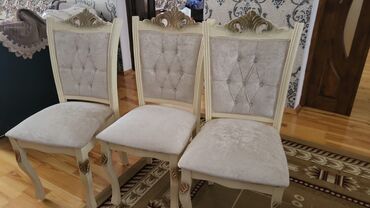 Stullar: Qonaq otağı üçün, İşlənmiş, Qatlanmayan, rəng - Ağ Stul