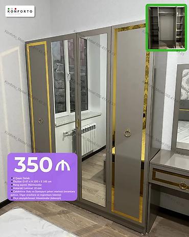 4 qapılı şkaf - Ölçü: D 47 × H 200 × E 160 sm - Material: 18 mm
