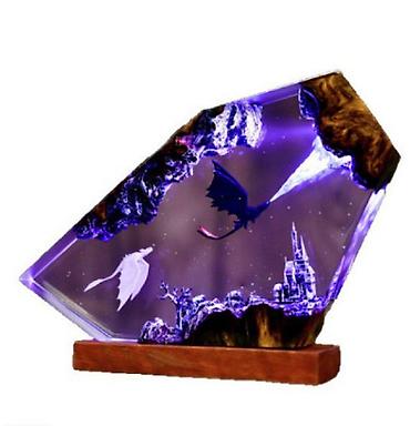 волшебные огни: Декоративная светящаяся диорама «Драконы» на деревянном основании. - — 1
