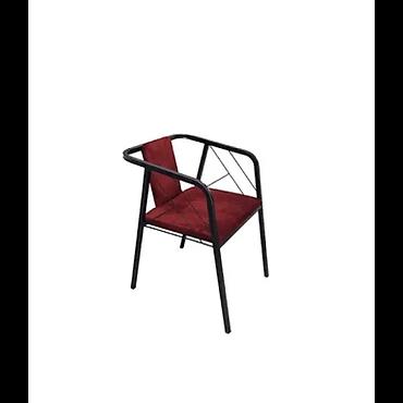 kafe stul: Paslanmaz Polad Stul EFM-0182 – Qara/Bordo (80x45x40 sm) Müasir — 1