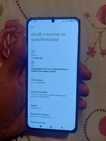 tecno pova 5 pro: Poco F6, 512 GB, rəng - Gümüşü, Barmaq izi — 4