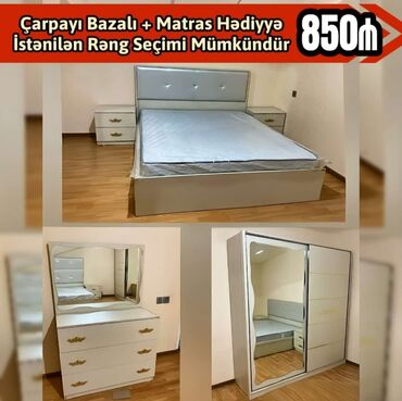 spalni mebel: 2 təknəfərlik çarpayı, Dolab, Termo, 2 tumba, Azərbaycan, Yeni