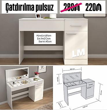 ortuk: Ağ rəngdə kosmetik/stolüstü makiyaj masası - Üst hissədə güzgülü — 1