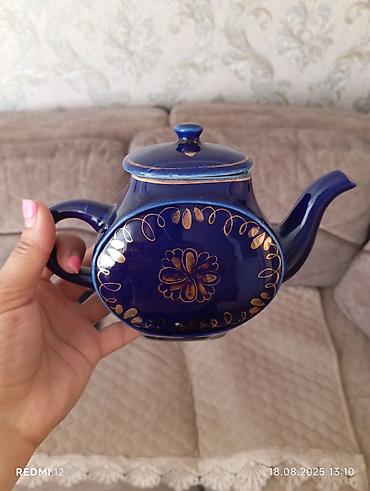 dəm cayniki: Mavi keramik çaydan - Material: şirli keramika - Rəng: tünd kobalt — 1