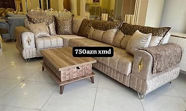 Divan və masa dəstləri: Künc divan dəsti + orta masa - Şık dizaynlı, L formalı künc divan - — 1