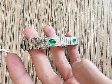Браслеты: Metall elastik qolbaq – yaşıl dekorativ daşlarla - Material: gümüşü — 5