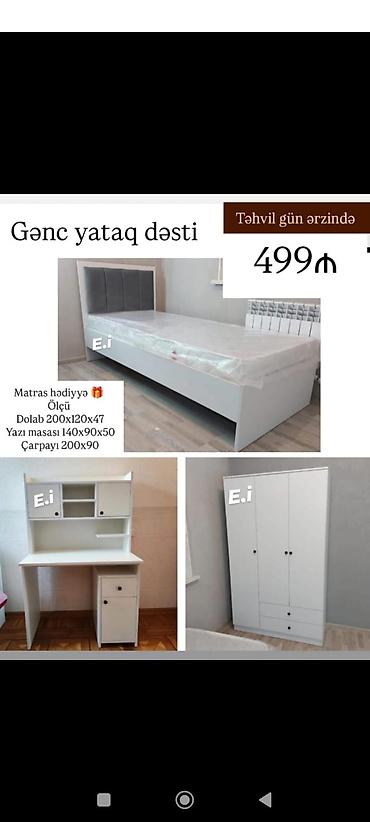 genc yataq: Oğlan və qız üçün, Yeni, Təknəfərlik çarpayı, Yazı masası — 1