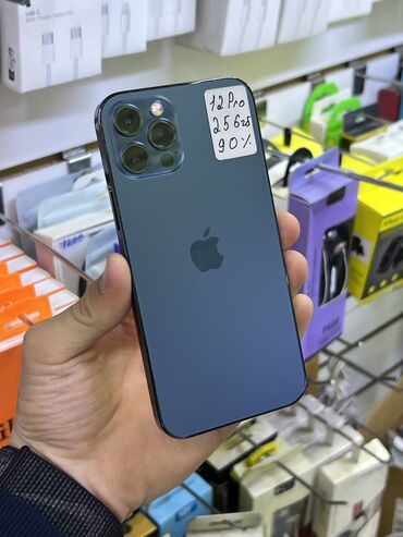 iphone 12 цена ош: IPhone 12 Pro, Б/у, 256 ГБ, Pacific Blue, Зарядное устройство, Защитное стекло, Кабель, 90 %