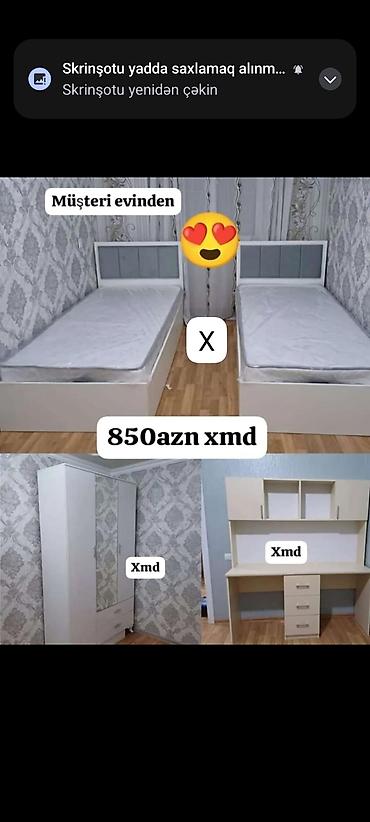 Uşaq/yeniyetmə otağı mebel dəsti Dəst tərkibi: - 2 ədəd tək nəfərlik
