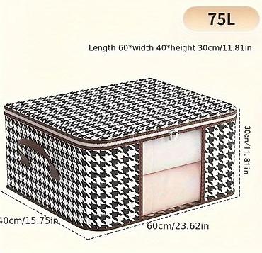 75 litrlik saxlama qutusu. Ölçüləri: - Uzunluq: 60 sm - En: 40 sm -