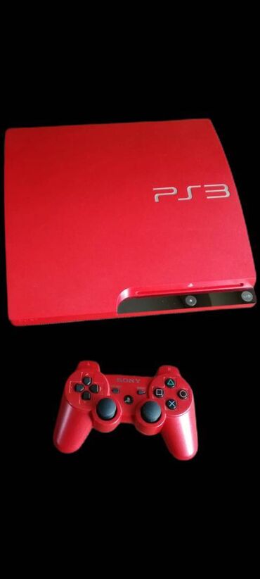 PS3 (Sony PlayStation 3): Ideal veziyyetde ps3 slim . 500 gb yaddaş. 2 enli plata Original pult