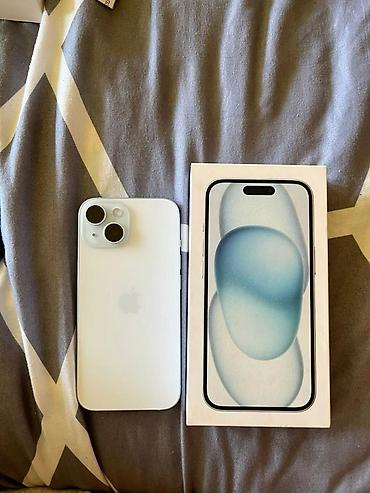 touch id: IPhone 15, Б/у, 128 ГБ, Белый, Зарядное устройство, Защитное стекло, Чехол, 81 % — 1