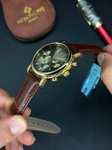 pol sapaski: Patek Philippe tərzində klassik kişi qol saatı - Qəhvəyi krokodil — 9