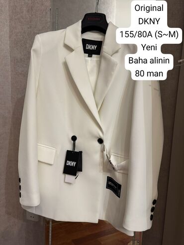 белые мужские костюмы: Endirim olunmayacag DKNY qadın pencəyi – ağ rəng. - Ölçü: 155/80A (S–M