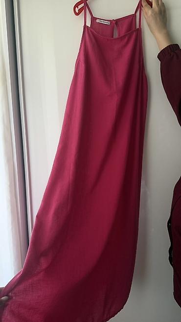 alt geyim: Parlaq çəhrayı rəngdə qadın paltar - Model: uzun, A-kəsimli — 1