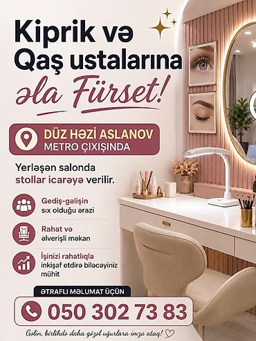 manikur ustası: Kiprik ustası tələb olunur, Yerin icarəsi — 1