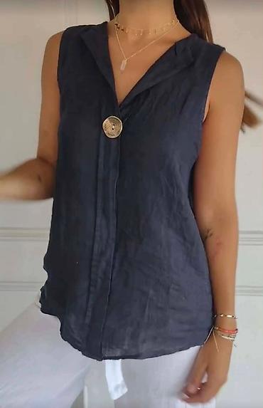 Bluze: Ženska bezrukavna bluza od lana - Materijal: 100% lan (prozračan — 7