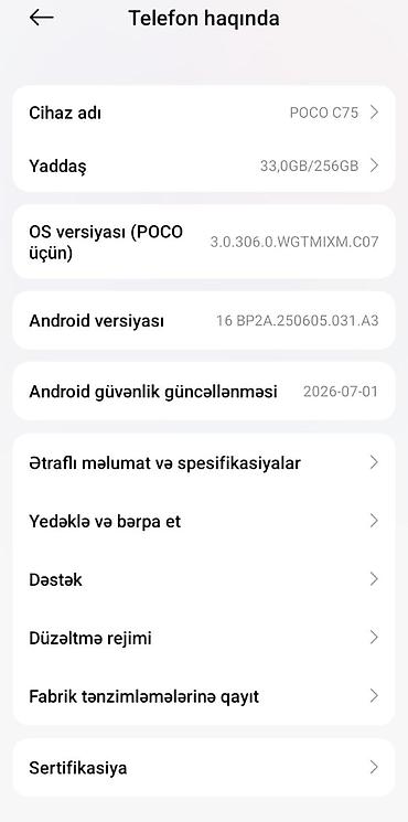 Poco: Poco C75, 256 GB, rəng - Yaşıl, Barmaq izi, Face ID — 7