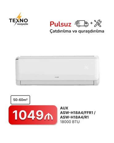 aux kondisioner pultu: Kondisioner AUX, 50-60 kv. m, Split sistem, Pulsuz quraşdırılma