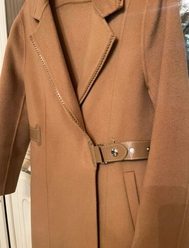 Пальто: Пальто, Классика, Зима, Овечья шерсть, Длинная модель, Приталенная модель, С поясом, Без подкладки, L — 7