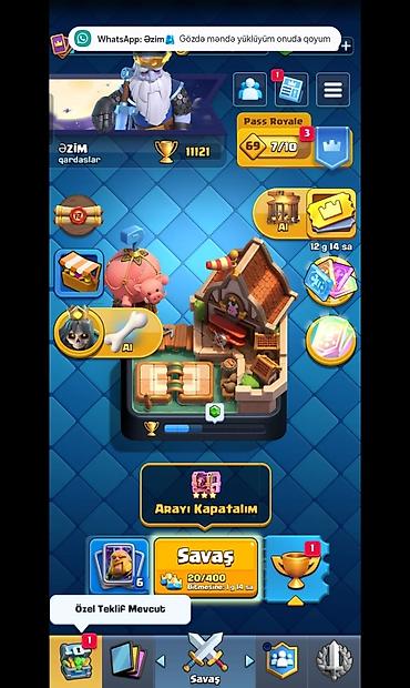 Clash Royale hesabı - Kupa: 11 121 - Pass Royale səviyyəsi: 69 -