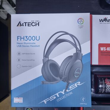 Другие аксессуары для компьютеров и ноутбуков: Наушники игровые, a4tech fh300u NEON usb, 3шт, 1250c Мышка — 3