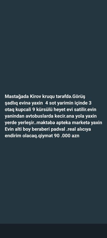 ecemi kirayə ev: 3 otaqlı, 100 kv. m, Kredit yoxdur, Orta təmir