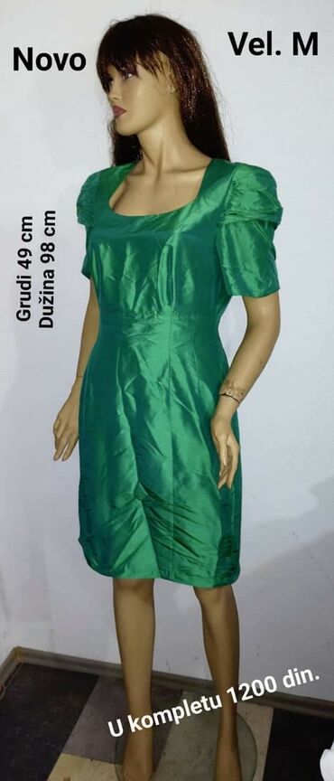 zelena plisirana haljina: M, bоја - Zelena