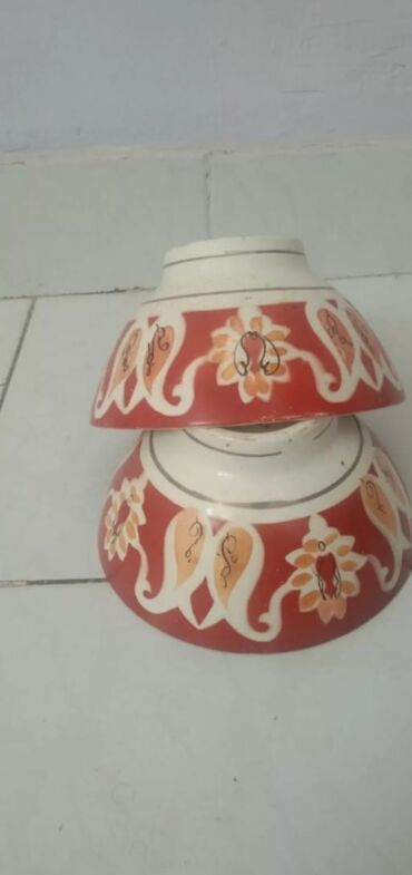 набор тарелок: Миски, Набор из 6 шт., цвет - Красный, Керамика, Азербайджан