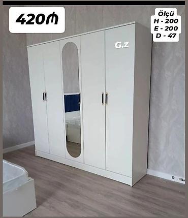 Ağ rəngdə 4 qapılı paltar dolabı. - Ön hissədə ortada uzun güzgü - lalafo.az -da Ağ rəngdə 4 qapılı paltar dolabı. - Ön hissədə ortada uzun güzgü -