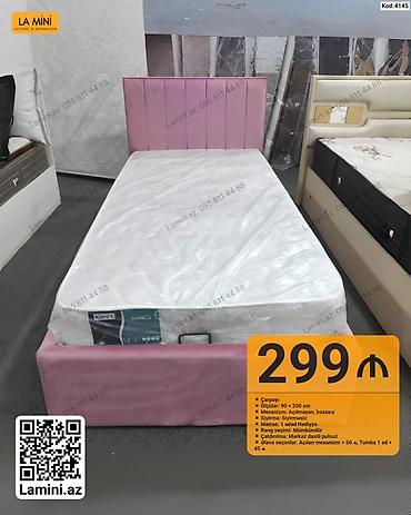 Ev üçün mebel: Məhsul: Tək nəfərlik çarpayı + döşək - Ölçü: 90 × 200 sm - Mexanizm — 1